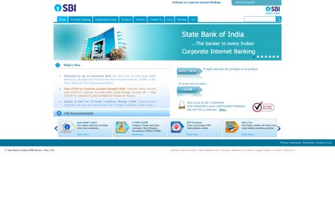 Welcome to Corporate Internet Banking - State Bank of India ...