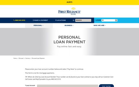 Personal Loan Payment Portal - First Reliance bank