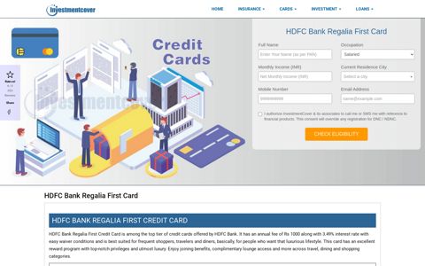 HDFC Bank Regalia First Card : Apply Online - Investmentcover