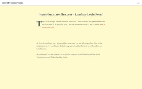 https://landstaronline.com - landstar login portal - business