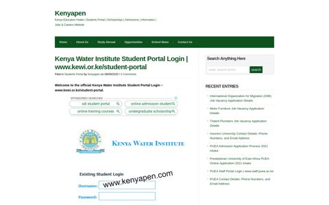 Kenya Water Institute Student Portal Login | www.kewi.or.ke ...