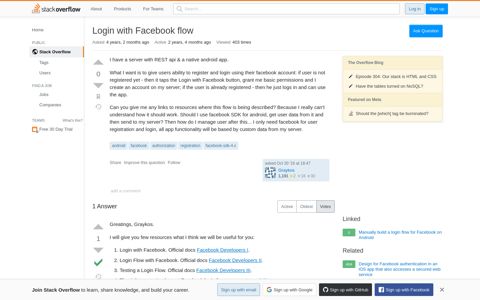 Login with Facebook flow - Stack Overflow