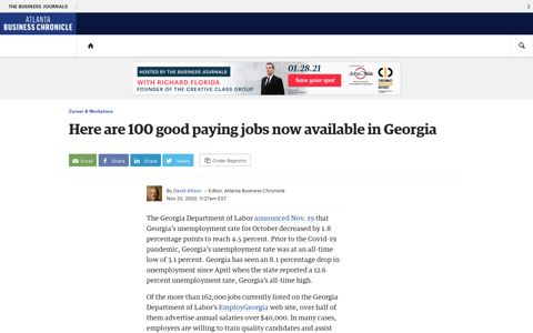 Georgia jobs: Here are 100 good paying roles now available ...