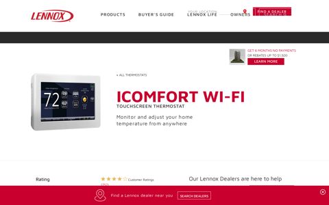 Wi-Fi Thermostat | Lennox iComfort Touchscreen Thermostat