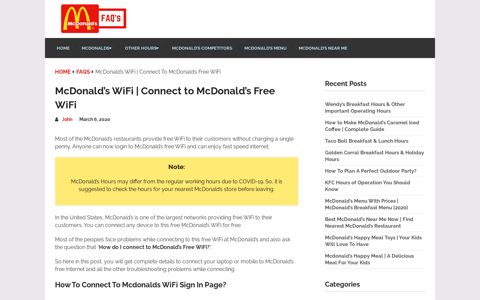 McDonald's WiFi | Connect to McDonald's Free WiFi