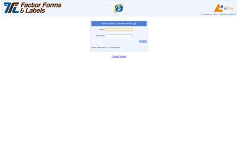 Factor Forms & Labels Web Portal Login