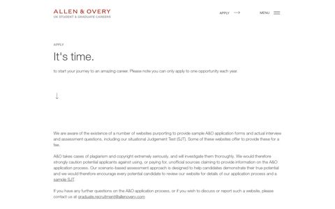 Apply :: Allen & Overy UK graduate and student careers