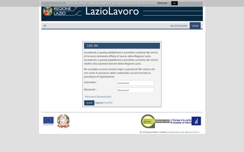Registrazione Login - Regione Lazio