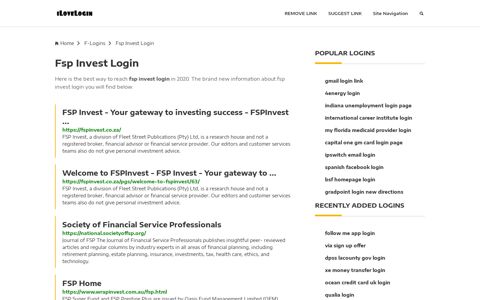 Fsp Invest Login ❤️ One Click Access - iLoveLogin