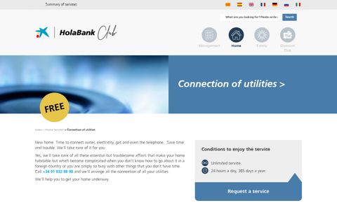 Connection of utilities - HolaBank Club