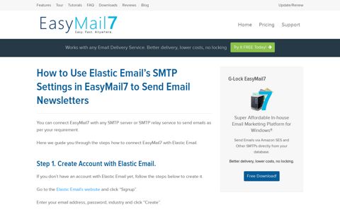 How to Use Elastic Email's SMTP Settings in EasyMail7