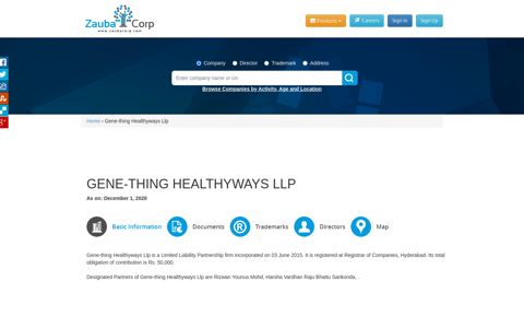 GENE-THING HEALTHYWAYS LLP - Company, directors and ...