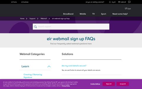 Support | eir webmail sign up faqs| eir