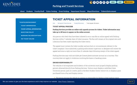 Ticket Appeal Information | Kent State University