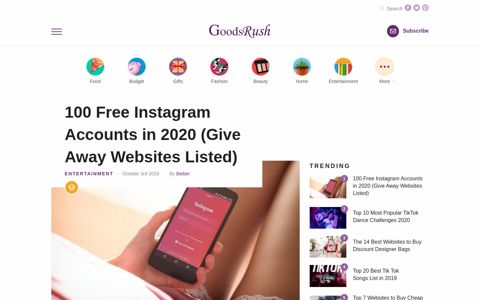 100 Free Instagram Accounts in 2020 (Give Away Websites ...