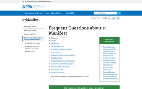 Frequent Questions about e-Manifest | The Hazardous ... - EPA
