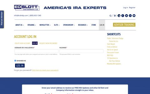 Account Log In | Ed Slott and Company, LLC