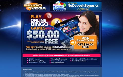 No Deposit Bonus $50 Free - Bingo Vega