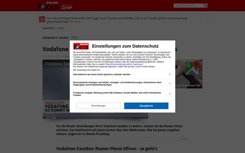 Vodafone EasyBox: Router-Menü öffnen - so geht's | FOCUS.de