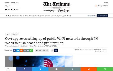 Govt approves setting up of public Wi-Fi networks through PM ...