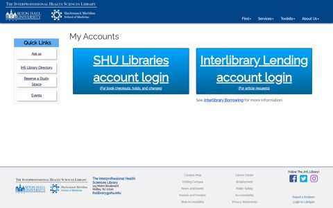 My Accounts - Seton Hall University Libraries