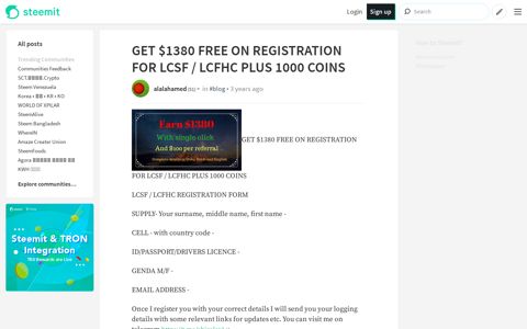 GET $1380 FREE ON REGISTRATION FOR LCSF / LCFHC ...