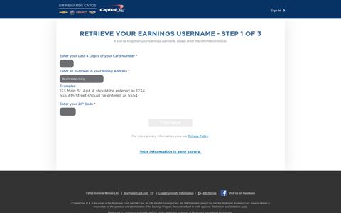 Retrieve Your Earnings Username | GM Rewards Credit ...
