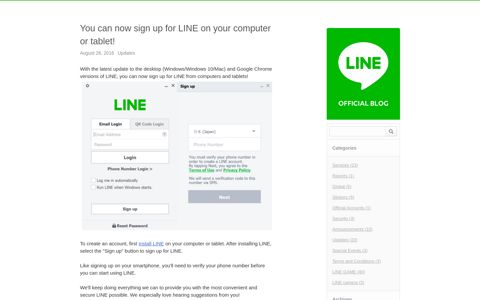 You can now sign up for LINE on your computer or tablet ...