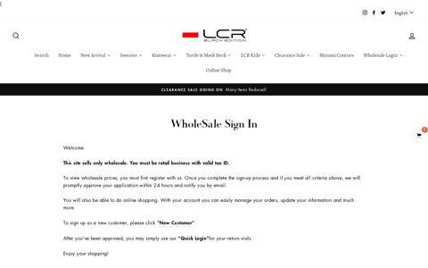 WholeSale Sign In – LCR BLACK EDITION