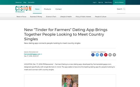New "Tinder for Farmers" Dating App Brings Together People ...