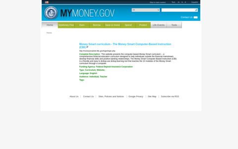 MyMoneyResources - Money Smart curriculum - The Money ...