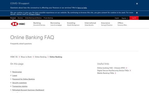 Online Banking FAQ | Help and Support Center - HSBC SG