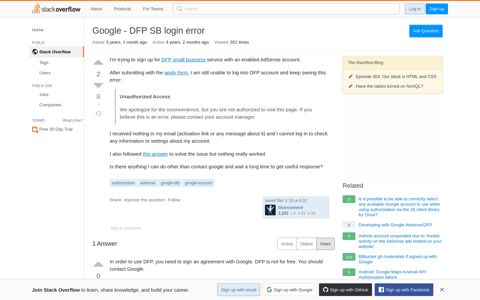 Google - DFP SB login error - Stack Overflow