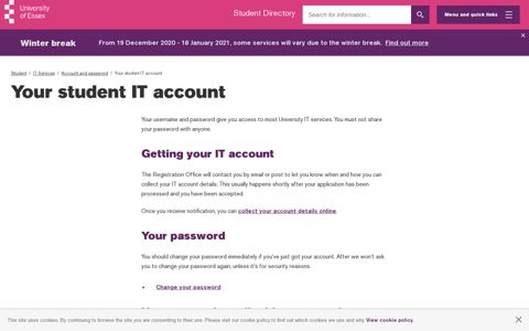 Your student IT account | University of Essex