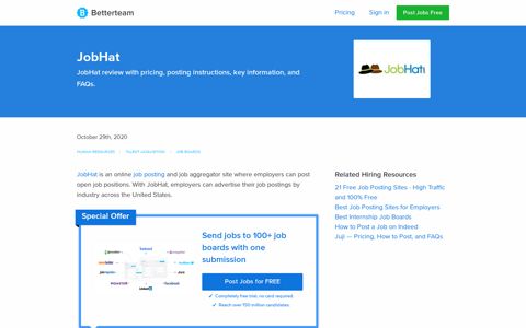 JobHat — Pricing, How to Post, and FAQs. - Betterteam
