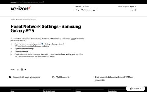 Reset Network Settings - Samsung Galaxy S 5 | Verizon