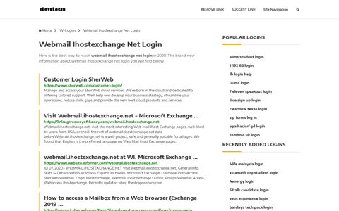 Webmail Ihostexchange Net Login ❤️ One Click Access - iLoveLogin