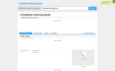 studmail.htw-aalen.de at WI. Horde :: Log in - Website Informer