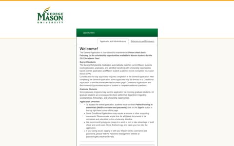 Sign In - George Mason University Scholarships