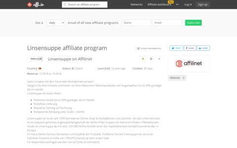 Linsensuppe affiliate program