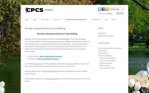 Private Counsel and Court Cost Billing | Finance