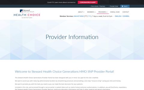 Provider Information - Steward Health Choice Generations ...