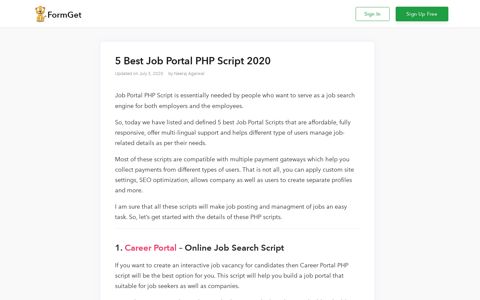 5 Best Job Portal PHP Script 2020 | FormGet