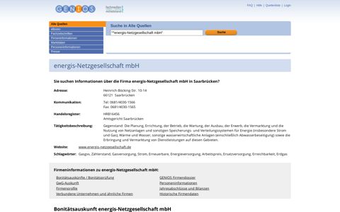 ℹ energis-Netzgesellschaft mbH in Saarbrücken
