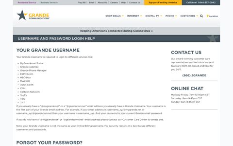Grande Communications Username & Password Login Help