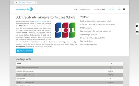 JCB Kreditkarte Deutschland inklusive Konto ohne Schufa
