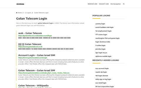 Golan Telecom Login ❤️ One Click Access - iLoveLogin