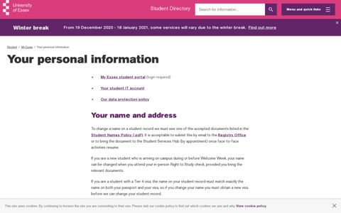 Your personal information | University of Essex