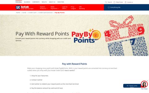 Pay With Reward Points - Kotak Mahindra Bank