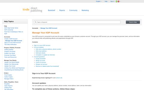Manage Your KDP Account - Amazon KDP